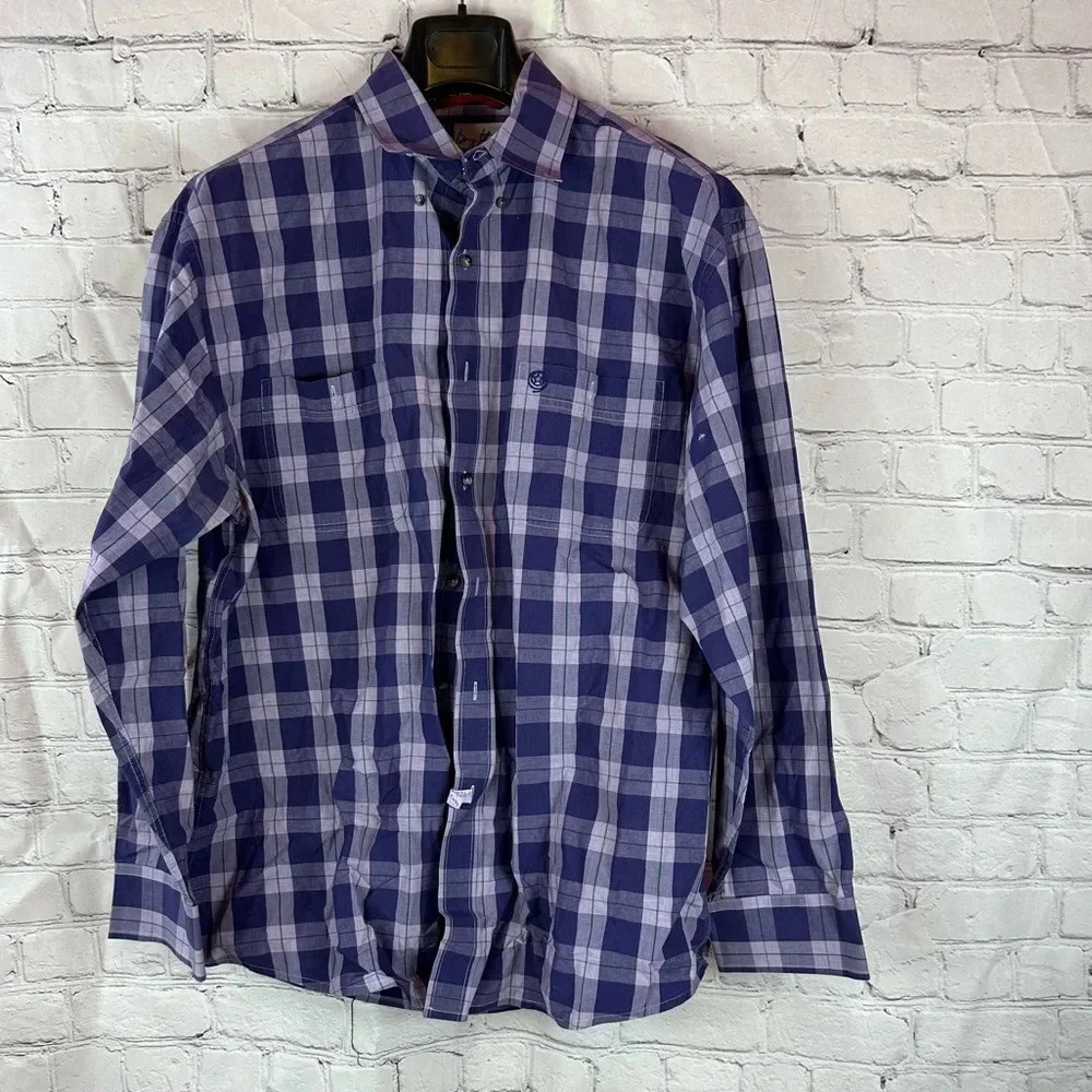 wrangler george strait purple plaid western cotton shirt sz XL